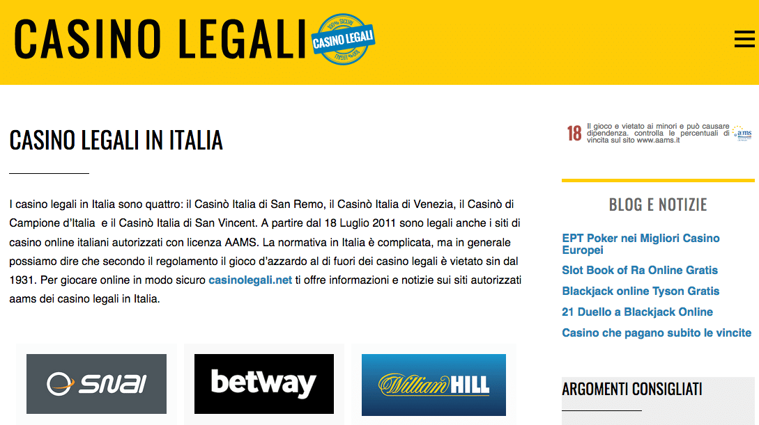 miglior sito casino legali